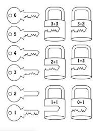 Math puzzle worksheets for kindergarten. Lock Key Addition Puzzles Math Activities Preschool Elementary Math Classroom Preschool Learning Activities