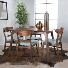 Noble House Idalia 5 Piece Mint And Natural Walnut Dining Set 11425 The Home Depot In 2020 Rectangular Dining Set Noble House Dining Set