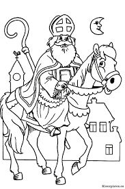 Sinterklaas Op Zijn Paard Schimmel Sinterklaas Kleurplaten Paarden