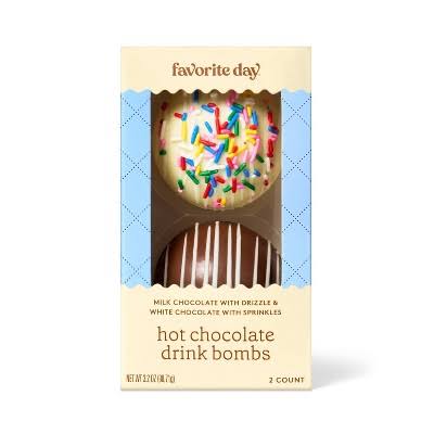 Hot Chocolate Bombs - Milk w/White Drizzle & White w/Confetti - 3.2oz - Favorite Day