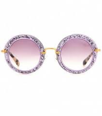 Miu Miu Lunettes De Soleil Rondes A Paillettes Miumiu Round Sunglasses Purple Sunglasses Sunglasses