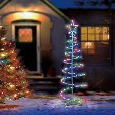 Illuminations 5 5 Ft Color Blast Remote Controlled Rgb Led 96 Light Spiral Tree 5 Points Star Lj096001nua1 The Home Depot Spiral Tree Outdoor Christmas Decorations Yard Color Changing Lights