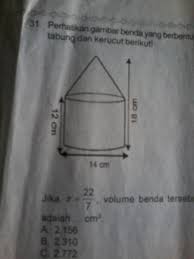 Maybe you would like to learn more about one of these? Perhatikan Gambar Benda Yang Berbentuk Tabung Dan Kerucut Berikut Jika Pi 22 7 Volume Benda Brainly Co Id