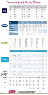 Boys Clothing Size Charts Common Kids Clothing Size And