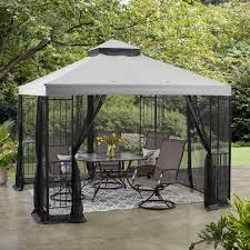 Visit our outdoor showroom and you will find durable patio furniture, storage sheds, gazebos and more! Mainstays 10 X 10 Grey Easy Assembly Steel Garden Gazebo Walmart Com Walmart Com