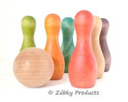 Rainbow Wooden Bowling Set By Zubky Solid Wood Pins And Ball Waldorf Montessori Toddler Game For Childr Games For Toddlers Montessori Toddler Toddler Gifts