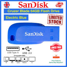 San Disk Cruzer Blade 64GB USB Flash Drive, Electric Blue – MPN:  SDCZ50C-064G-B35BE – EAN: 0619659146931 – Lowest Price, Free Delivery, Same  Day Dispatch – Shop Mokhsa ®