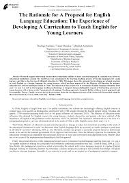 Pdf The Rationale For A Proposal For English Language Education The Experience Of Developing A Curriculum To Teach English For Young Learners