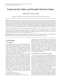 Pdf Estimated Life Tables And Mortality Model For Ghana