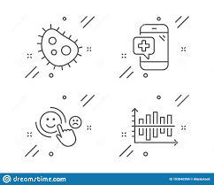Medical Phone Customer Satisfaction And Bacteria Icons Set
