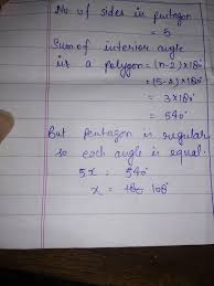 Hence, the measure of each interior angle of the given regular polygon is 140°. How Do You Work Out Angles In A Pentagon