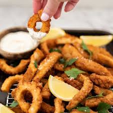 Keto Salt Pepper Squid Low Carb Fried Calamari Tender Delicious Recipe Salt And Pepper Squid Stuffed Peppers Cooking Seafood