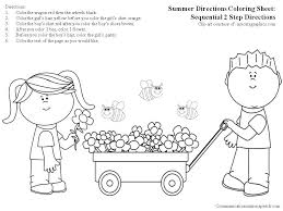 Summer Directions Coloring Sheet Sequential 2 Step Directions Communication Station Color Worksheets Following Directions Directions