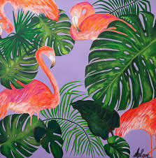 Flamingos By Anya Love Paintings For Sale Bluethumb Online Art Gallery Flamingo Painting Tropical Leaves Illustration Flamingo Art