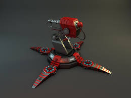 Flame Turret Lvl 01 Flamethrower Turret Cinema 4d