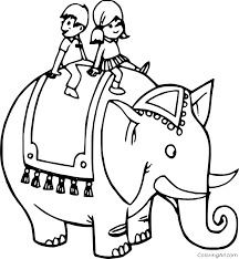 Home/animal coloring pages/big and small elephant on coloring sheet, page. Two Kids Riding A Elephant Coloring Page Coloringall