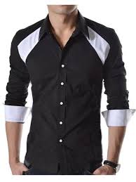 Two Tone Black White Stretchy Casual Shirt Stylzzz Camisa