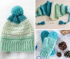Free Pattern Fabulous 3 Piece Hat Scarf Gloves Women S Winter Set Knit And Crochet Daily Fingerless Gloves Crochet Pattern Scarf Crochet Pattern Crochet Fingerless Gloves