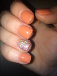 Black Acrylic Nails With Glitter On Ring Finger Orange Nails With Multicolored Glitter On Ring Finger Nails Orange Nails Kids Nail Designs