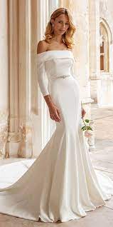 Uguest women long sleeve v neck dress floral mini swing party wedding dress with belt. 27 Silk Wedding Dresses For Elegant And Refined Bride Wedding Dresses Guide Wedding Dress Guide Plain Wedding Dress Silk Bridal Gown