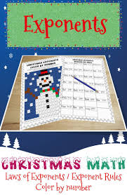 Christmas Math Color By Number Laws Of Exponents Exponent Rules Christmas Math Holiday Math Math Coloring