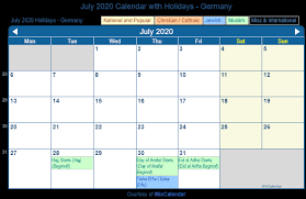 We hope your month is off to a good start!thank you in advance for visiting vlcalendar.com for all of your calendar and organizational needs. Print Friendly July 2020 Germany Calendar For Printing