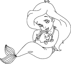 Cute Little Ariel With Grimbsby Disney Princess Coloring Pages Ariel Coloring Pages Princess Coloring Pages Cute Coloring Pages