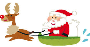 クリスマスのイラスト「ソリに乗ったサンタとトナカイ」 | かわいい ...