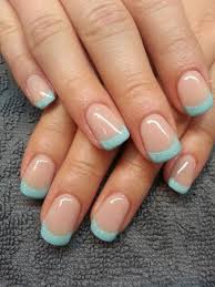 Baby Blue And Glitter Inspired French Manicure