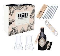 The Illusionist Gin X Mixcompany Geschenkset (The Illusionist Gin 0,5L (45%  Vol.), Illusionist Flaschenöffner, 6x Glastrinkhalme + 1x Reinigungsbürste,  2 Illusionist Gin Glas Erlenmeyerkolben für ca. 25cl H. ca. 14 c | 13544