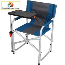 Director Chair With Side Table Folding Padded Back Camping Blue By Ozark Trail Relax In Comfort While Tail Outdoor Folding Chairs Outdoor Chairs Camping Chairs