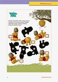 Permainan Anak Balita Tk Disney Pooh Mencocokkan Gambar Dan Bayangan