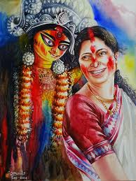 Dhurga Ma Ganesha Art Illustration Durga Painting India Painting