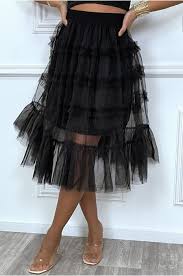 Jupe tall par outrageous fortune. Mid Length Black Tulle Skirt With Short Lining