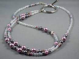Breakaway Lanyard Necklace With Bead Chain 32 To 46 Long Beaded Id Badge Holder Leash Or Key Card Strap Magnetic Or Toggle Clap Unique In 2021 Beaded Lanyards Beaded Chain Lanyard Necklace