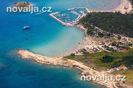 Mapa regionu mapa města s objekty. Pisecne Plaze Poloostrova Lopar Ostrov Rab Chorvatsko Novalja