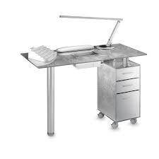 Silver Glass Manicure Table For Beauticians Artecno Net Manicure Table Manicure Station Salon Furniture