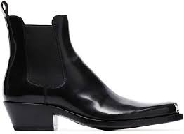 205w39nyc Botas Calvin Calvin Klein Western Boots Cap Chris Couro Klein Metal Ocidental Preto Toe Calvin Leather Western Boots Western Boots Boots