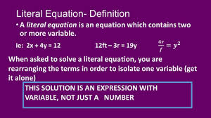 Solving Literal Equations 1 11 16 Advanced Algebra Trig Ppt Download