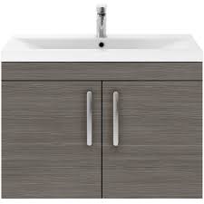 Shop & save on all your home improvement needs! Nuie Athena Brown Grey Avola 800mm Wall Hung 2 Door Vanity Unit Basin 1 Bathroom From Taps Uk