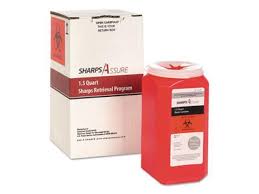 Decorated with a picture of a needle and its proper container, this no sharps sign asks people to put needles in a sharps container. Covidien Sc1q424a1q 1 5 Qt Sharps Container With Usps Mail Back Shipping Box Newegg Com