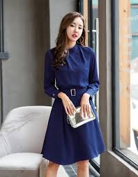 Black And Blue Outfits For Women Click On The Photo To Shop This Beautiful Blue Dress New Navy Blue Long Sleeve Knee L Casual Dresses For Women Long Sleeve Casual Dress Spring Dresses Women