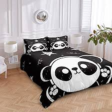 Premium quality, kind to the skin and thoughtfully green. Panda Bedding Set Black White Duvet Cover Set Cute Cartoon Pandas Animal Pattern Kids Bedding Sets For Girls Boys 1 Duvet Cover 1 Pillowcase Black White Twin Pricepulse