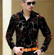Wish shopping abbigliamento online consultando il catalogo wish ho acquistato dei vestiti codice promozionale wish ottobre 2020. 2020 Mens See Through Shirts Leopard Floral Baroque Print Shirts Mens Silk Transparent Dress Shirts Vintage Camiseta Masculina Wish