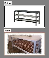 Ikea Shoe Rack Tjusig Used Some Kopper Spray And Painted It White Gray Ikea Shoe Rack Bench With Shoe Storage Ikea Shoe