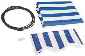 Aleko Fab12x10bluwt03 Awning Fabric Replacement 12x10 Feet For Retractable Awning Blue X2f White Amazon Com Retractable Awning Blue And White Awning