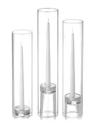 12 Taper Candles Glass Chimneys And