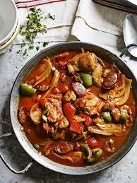 Spanish Chicken Stew Recipe With Chorizo Paprika Olives Recipe Stew Chicken Recipe Chicken Recipes Stew Recipes