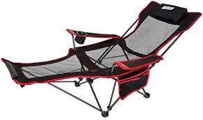 Amazon Com Anigu Mesh Lounge Reclining Folding Camp Chair With Footrest Black Sports Outdoors Folding Camping Chairs Camping Chairs Foot Rest