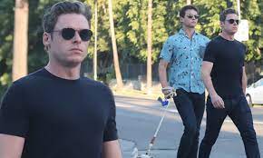 Richard Madden and roommate Brandon Flynn take pet pooch Charlie for a walk  in LA | Daily Mail Online